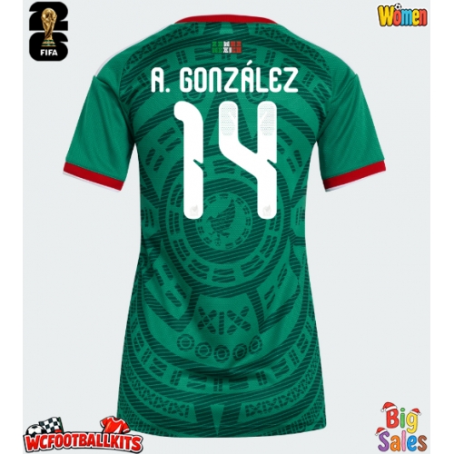 Mexico Armando Gonzalez #14 Replica Home Stadium Shirt for Women World Cup 2026 Short Sleeve